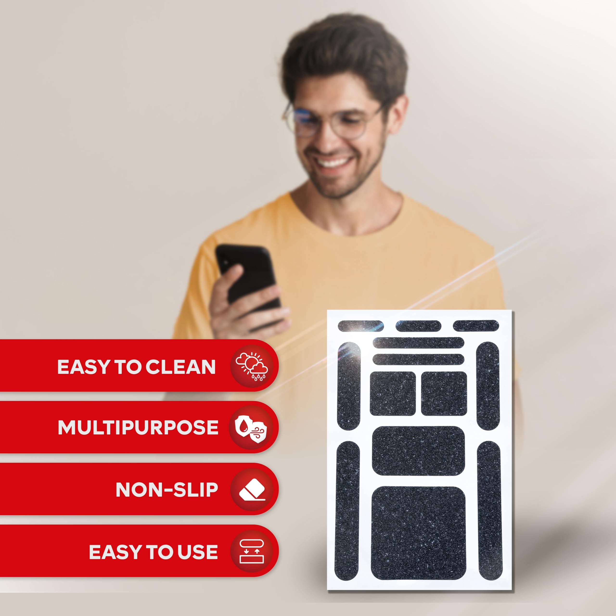 Xfasten Grip Tape Stickers For Phone Black 13 Pc Sure-Grip Non-Abrasive Adhesive Cell Phone Grip Tape For Back Of Phone Case, La